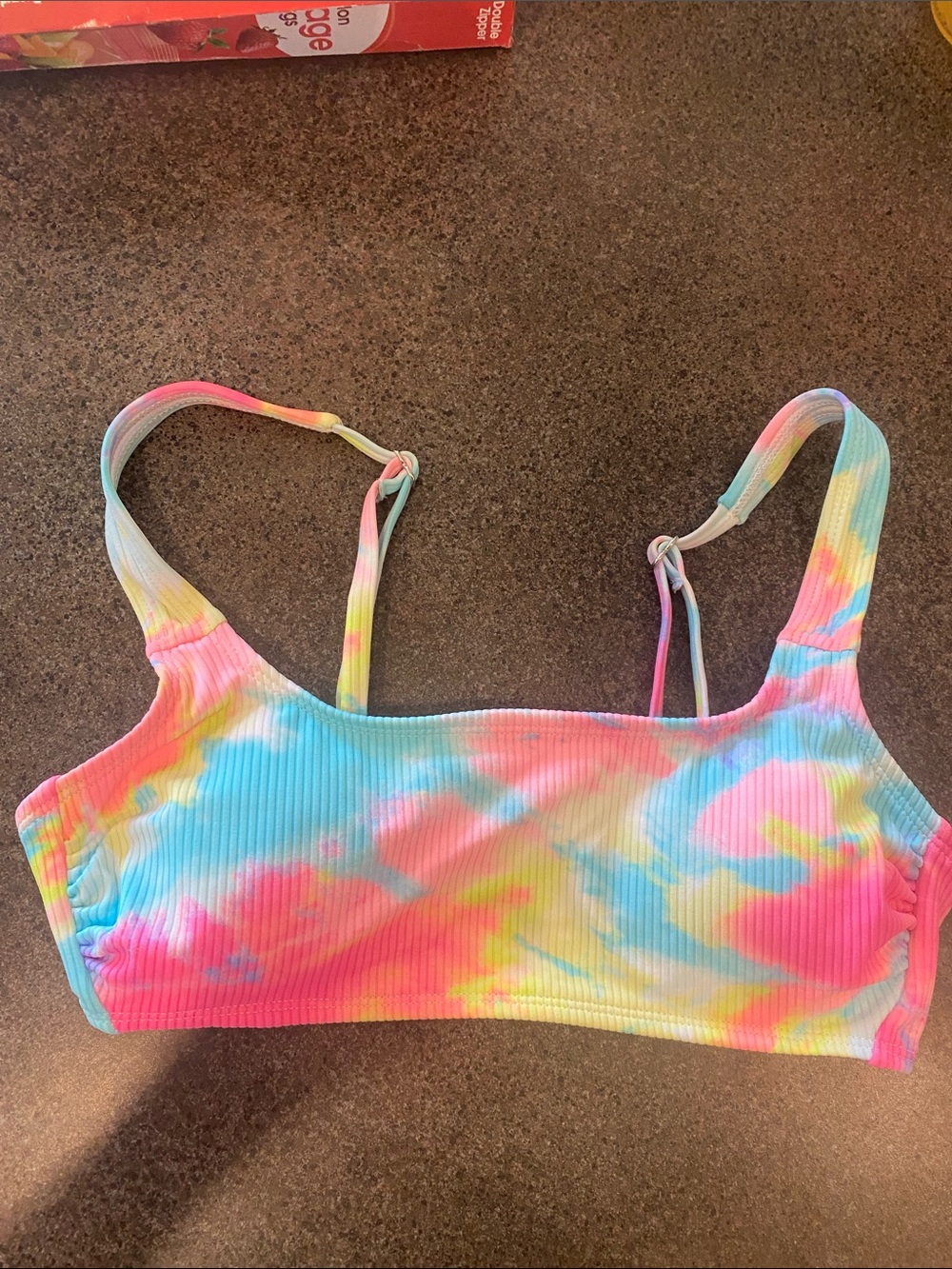 Multicolor Tie-Dye Ribbed Swim Top